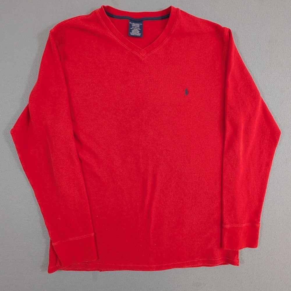 Polo Ralph Lauren Waffle Knit Sleep‎ Shirt Mens 2XL Red Thermal V-Neck